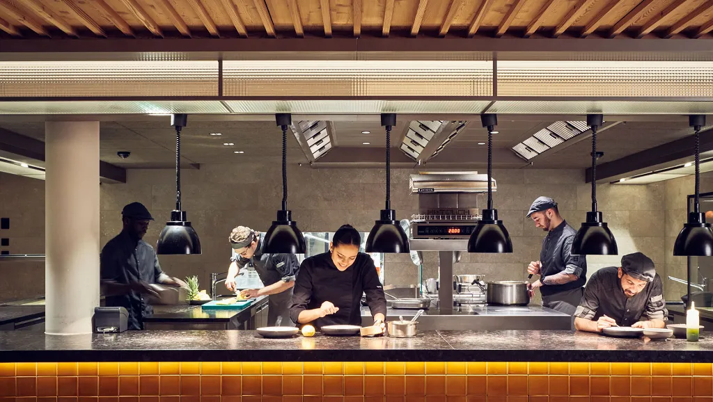 chef kitchen in the show kitchen of the Falkensteiner Hotel